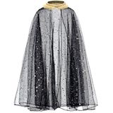 PartyDeco Verkleed cape - met sterretjes - zwart - voor kinderen - 3-7 jaar - Halloween thema