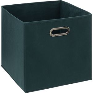 5Five Opbergmand/kastmand 29 liter smaragdgroen linnen 31 x 31 x 31 cm - Vakkenkast manden