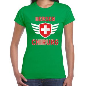 Hersen chirurg verkleed t-shirt groen voor dames - hersenspecialist carnaval / feest shirt kleding / kostuum