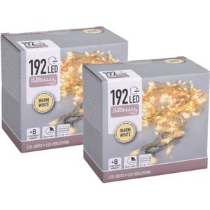 Kerstverlichting - set 2x st - warm wit - 14,5 m - 192 leds