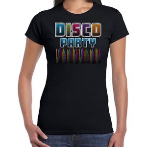 Bellatio Decorations Disco verkleed t-shirt dames - jaren 80 feest outfit - Disco Party - zwart