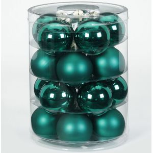 60x Donkergroene glazen kerstballen 6 cm glans en mat - Kerstboomversiering donkergroen