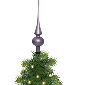 Kerstboom glazen piek lila paars mat 26 cm - Pieken/kerstpieken