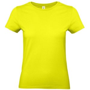 Basic dames t-shirt neon geel met ronde hals - Fluor gele dameskleding casual shirts