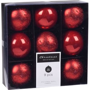 18x Kerstboomversiering luxe kunststof kerstballen rood 5 cm - Kerstversiering/kerstdecoratie rood