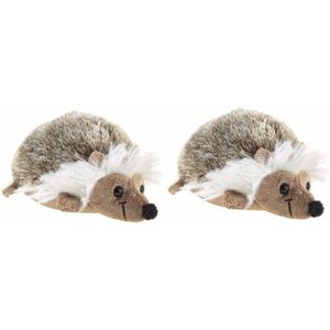 2x Pluche egel bruin knuffels 12 cm - Egels bosdieren knuffeldieren - Speelgoed voor kind