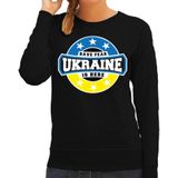 Have fear Ukraine is here sweater met sterren embleem in de kleuren van de Oekraiense vlag - zwart - dames - Oekraine supporter / Oekraiens elftal fan trui / EK / WK / kleding