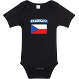 Czech baby rompertje met vlag zwart jongens en meisjes - Kraamcadeau - Babykleding - Tsjechie landen romper