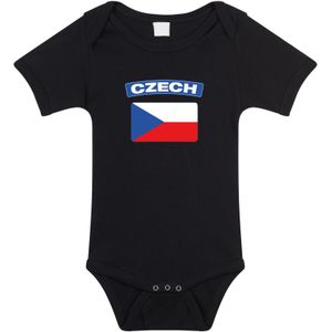 Czech baby rompertje met vlag zwart jongens en meisjes - Kraamcadeau - Babykleding - Tsjechie landen romper