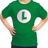 Bellatio Decorations game verkleed t-shirt kinderen - loodgieter Luigi - groen - carnaval/themafeest