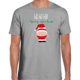Bellatio Decorations fout kersttrui t-shirt heren - Kerstman - grijs - Merry Christmas