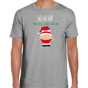Bellatio Decorations fout kersttrui t-shirt heren - Kerstman - grijs - Merry Christmas