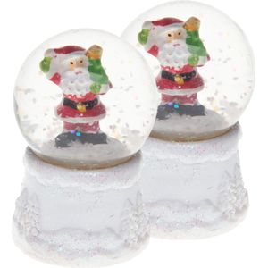 Feeric Lights snowglobes - 2x - mini - kerstman - met licht - 4,5 x 7 cm