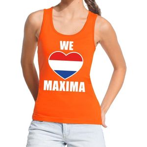 Oranje We love Maxima tanktop shirt/ singlet dames - Oranje Koningsdag/ Holland supporter kleding