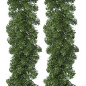 2x Groene Imperial Pine dennen guirlande 270 cm - Dennenslingers kerstversiering