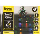 Feeric lights Kerstverlichting - gekleurd - 7 m- 96 led lampjes - zwart snoer - batterij