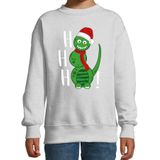 Bellatio Decorations Kersttrui/sweater voor jongens/meisjes - Hohoho - grijs - sneeuwpop dino