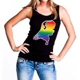 Nederland/Holland gaypride tanktop zwart - regenboog singlet zwart voor dames - gaypride