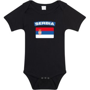 Serbia baby rompertje met vlag zwart jongens en meisjes - Kraamcadeau - Babykleding - Servie landen romper