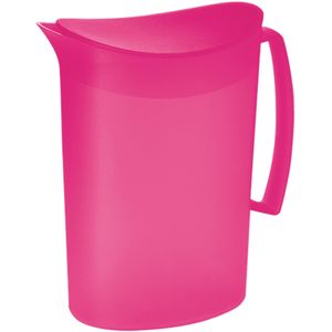 Juypal Schenkkan/waterkan - fuchsia roze - 2 liter - kunststof - L20 x H23 cm - met deksel