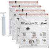 5Five Vacuumzakken set voor kleding/textiel - Vacuum opbergzakken/compressiezakken - 4x - transparant - 50 x 60 cm - met vacuumpomp