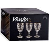 Vivalto - Wijnglazen - 12x - kristal look- gouden rand - 330 ml