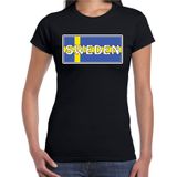 Zweden / Sweden landen t-shirt zwart dames -  Zweden landen shirt / kleding - EK / WK / Olympische spelen outfit