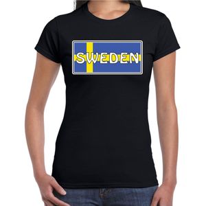 Zweden / Sweden landen t-shirt zwart dames -  Zweden landen shirt / kleding - EK / WK / Olympische spelen outfit
