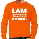 Koningsdag sweater Lam leve de koning - oranje - heren - koningsdag outfit / kleding