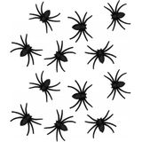 Chaks nep spinnen 8 cm - zwart glitter - 12x stuks - Horror/griezel thema decoratie beestjes
