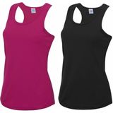 Voordeelset -  fuchsia roze en zwart sport singlet voor dames in maat X-large(42) - Dameskleding sport shirts