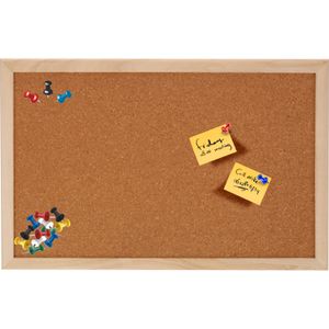 Home &amp; Styling prikbord van hout/kurk - 45 x 30 cm - incl 25x gekleurde punt punaises - Kantoor/thuis - memobord