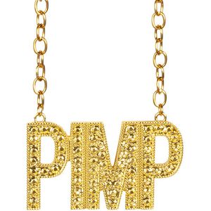Boland Carnaval/verkleed accessoires Pooier/pimp sieraden - schakel ketting - goud - kunststof - volwassenen