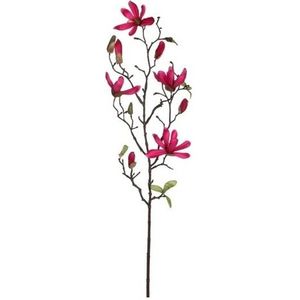 Fuchsia roze Magnolia/beverboom kunsttak kunstplant  80 cm - Kunstplanten/kunsttakken - Kunstbloemen boeketten