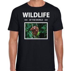 Dieren foto t-shirt Orang oetan aap - zwart - heren - wildlife of the world - cadeau shirt Orang oetans liefhebber