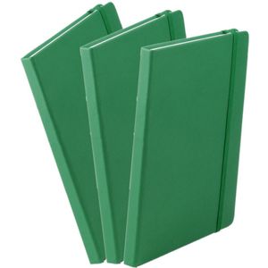 Set van 5x stuks luxe schriften/notitieboekje groen met elastiek A5 formaat - blanco paginas - opschrijfboekjes - 100 paginas