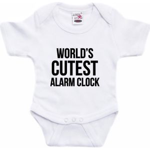 Worlds cutest alarm clock tekst baby rompertje wit jongens en meisjes - Kraamcadeau - Babykleding