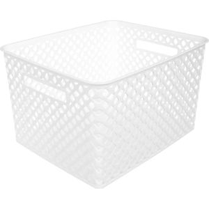 5Five Opbergmand/box van kunststof - wit - 30 x 37 x 21 cm - 19 liter
