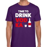 Time to drink Vodka tekst t-shirt paars voor heren - heren feest t-shirts