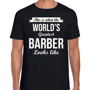 Worlds greatest barber cadeau t-shirt zwart voor heren - Cadeau verjaardag t-shirt kapper