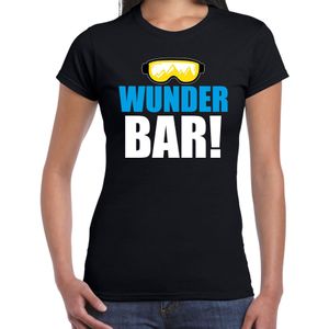 Apres ski t-shirt Wunderbar zwart  dames - Wintersport shirt - Foute apres ski outfit/ kleding/ verkleedkleding