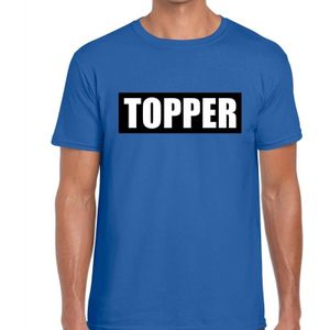 Topper  in kader shirt heren blauw  / Blauw Topper t-shirt heren