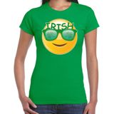 St. Patricks day t-shirt groen voor dames - Irish emoticon - Ierse feest kleding / outfit / kostuum