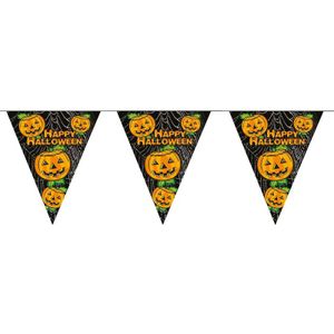 Pompoenen Halloween vlaggenlijn feestslinger - plastic - 500 cm