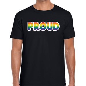 Proud gaypride regenboog t-shirt zwart voor heren - Gay pride