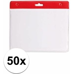 50x badgehouders rood - 11,5 x 9,5 cm - naamkaarthouders / naambadge