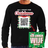 Kerst QR code kersttrui All I want: Een lekker wijf heren zwart - Bellatio Christmas sweaters