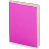 Pakket van 4x stuks notitieblokje roze met zachte kaft en plastic hoes 10 x 13 cm - 100x blanco paginas - opschrijfboekjes