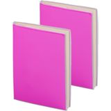 Pakket van 4x stuks notitieblokje roze met zachte kaft en plastic hoes 10 x 13 cm - 100x blanco paginas - opschrijfboekjes