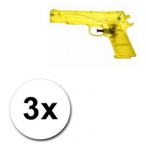 3 Gele Speelgoed Waterpistolen 20 cm